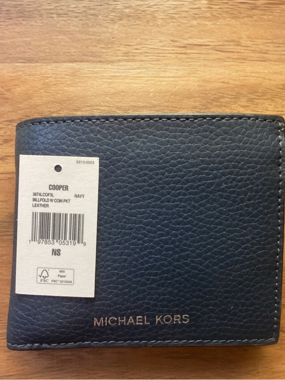 Micheal Kors Cooper Pebbled Leather Wallet in Navy With Dust bag, NWT